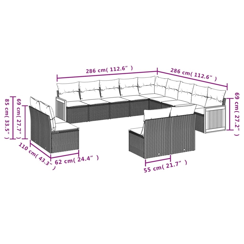 vidaXL Garden Sofa Set in Black