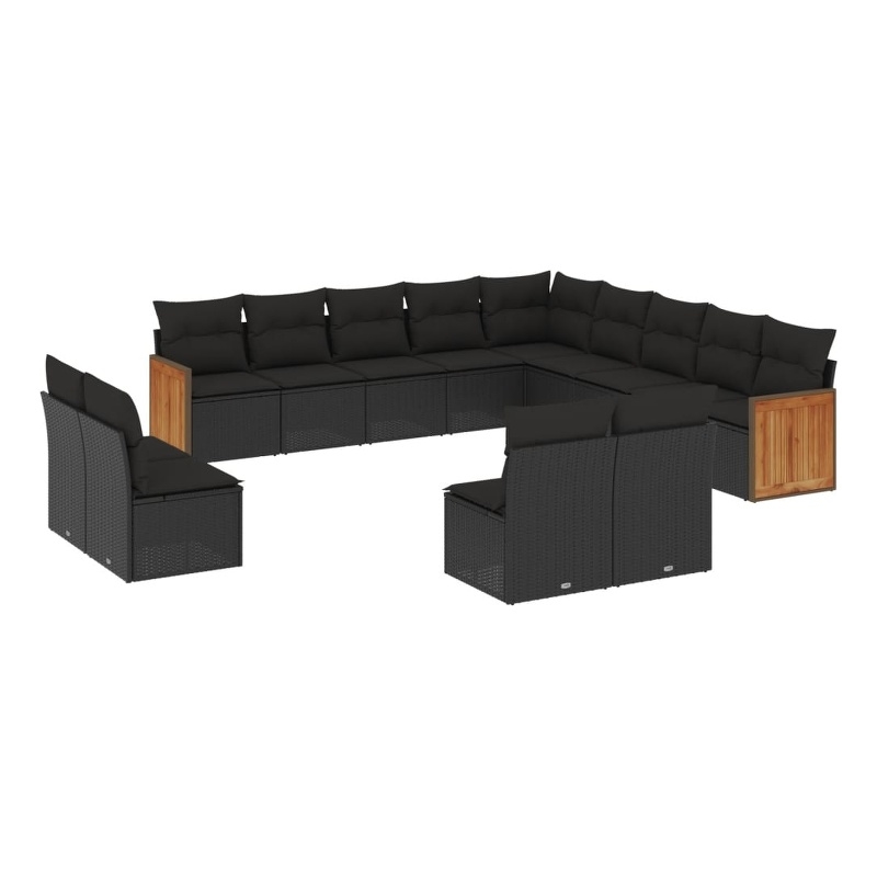vidaXL Garden Sofa Set in Black