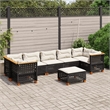 vidaXL 8 Piece Steel Sofa Set in Black/White/Cream
