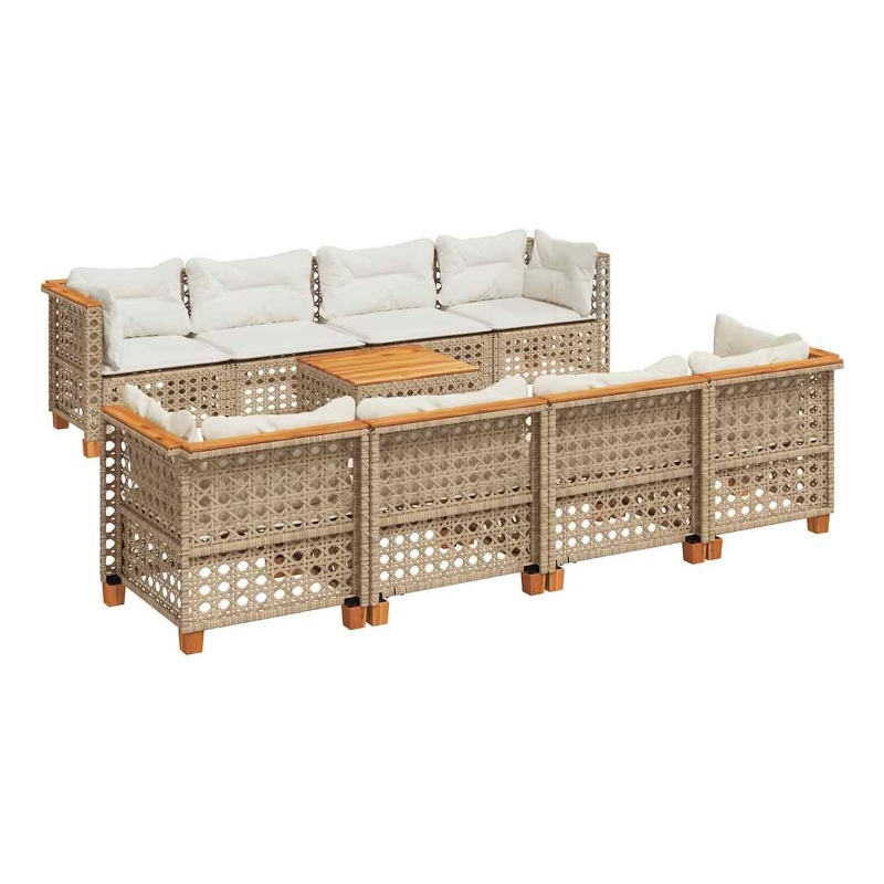 vidaXL 9 Piece Steel Sofa Set in White/Cream/Beige