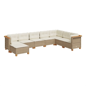 vidaXL 8 Piece Steel Sofa Set in Beige