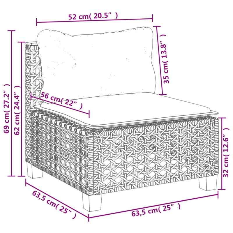vidaXL 8 Piece Poly Rattan Small Sofa Set in Gray