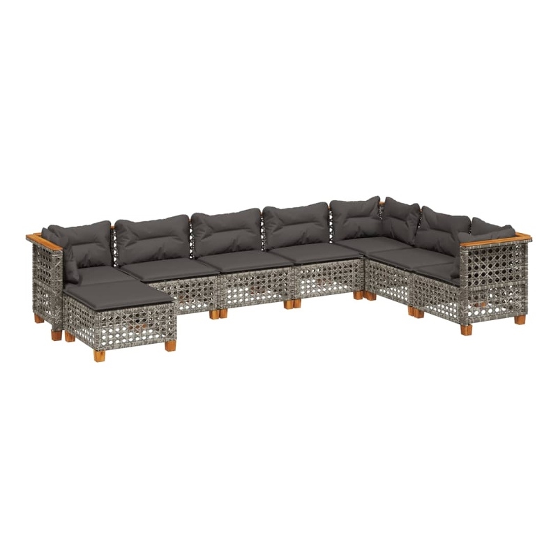 vidaXL 8 Piece Poly Rattan Small Sofa Set in Gray