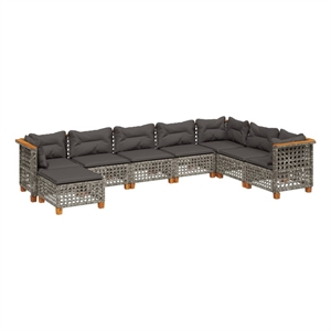 vidaXL 8 Piece Poly Rattan Small Sofa Set in Gray