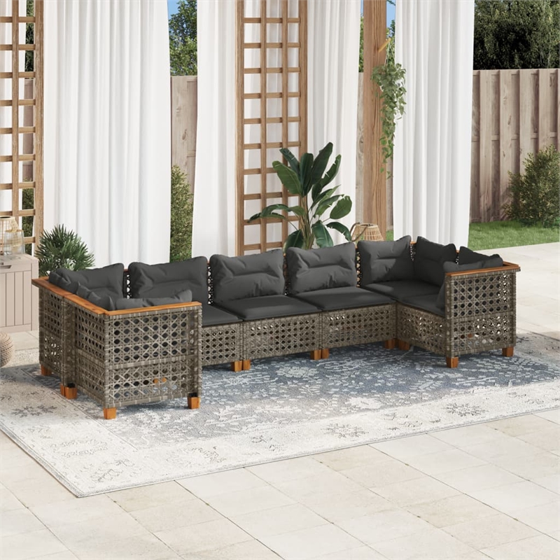 vidaXL 7 Piece Solid Acacia Wood Sofa Set in Gray
