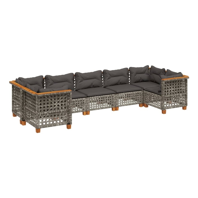 vidaXL 7 Piece Solid Acacia Wood Sofa Set in Gray