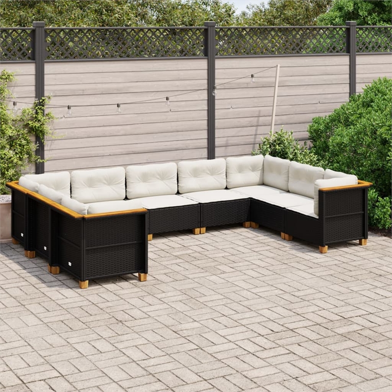 vidaXL 9 Piece Steel Large Sofa Set in Black