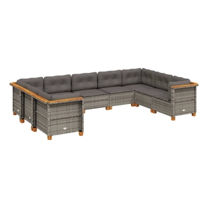 vidaXL 9 Piece Steel Sofa Set in Gray