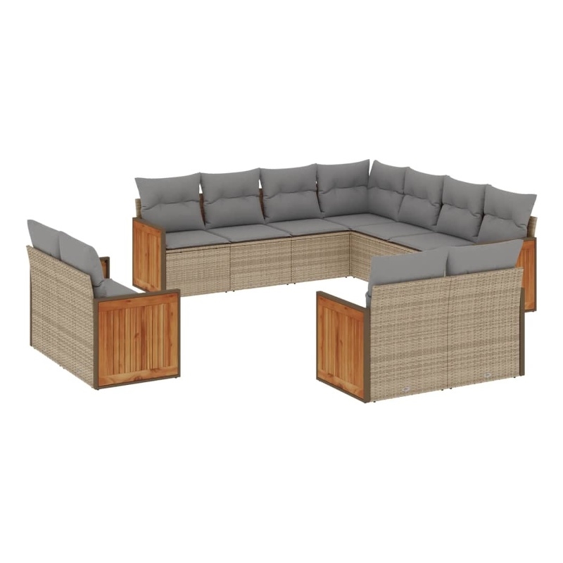 vidaXL 11 Piece Steel Sofa Set in Gray/Beige