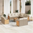 vidaXL 12 Piece Poly Rattan Large Sofa Set in Beige