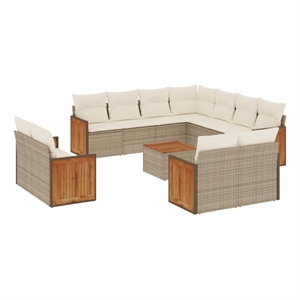 vidaXL 12 Piece Poly Rattan Large Sofa Set in Beige