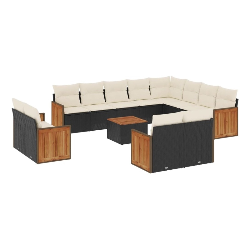 vidaXL Steel Large Sofa Set in Black/White/Cream
