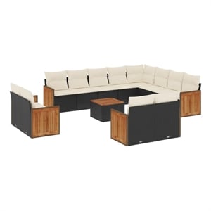 vidaXL Steel Large Sofa Set in Black/White/Cream