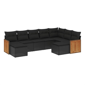 vidaXL 9 Piece Poly Rattan Sofa Set in Black