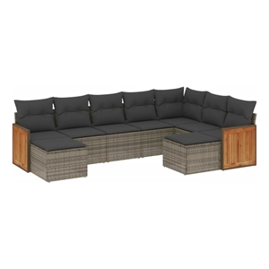 vidaXL 9 Piece Poly Rattan Sofa Set in Gray