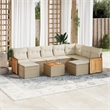 vidaXL 10 Piece Solid Acacia Wood Sofa Set in Beige
