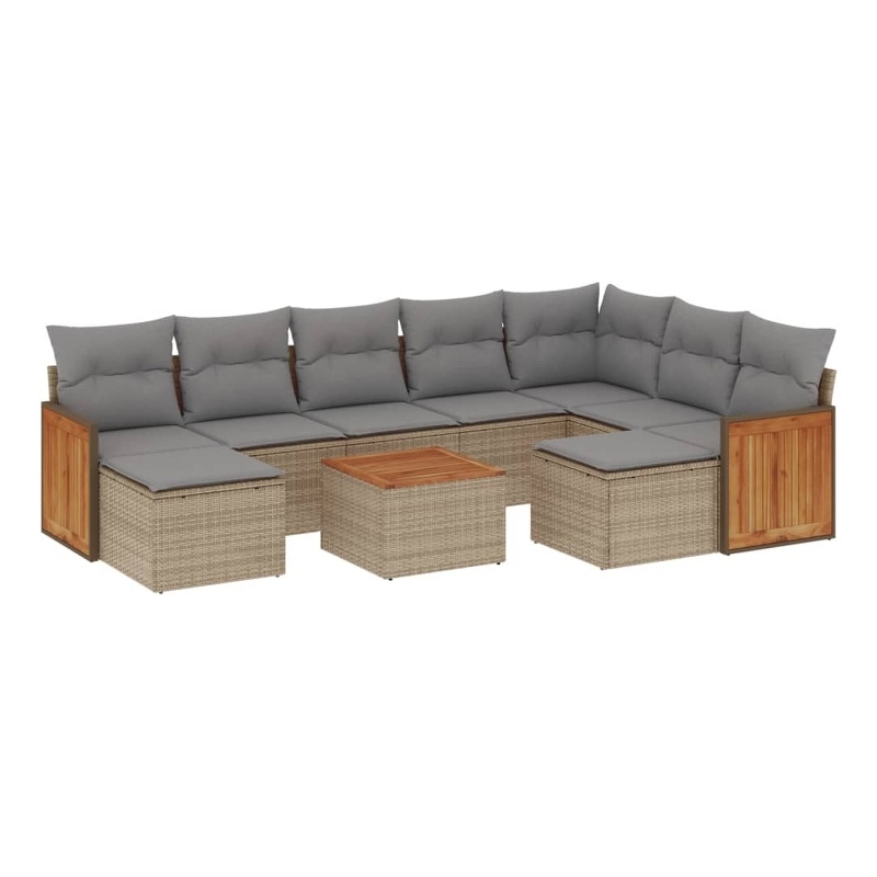 vidaXL 10 Piece Steel Sofa Set in Gray/Beige