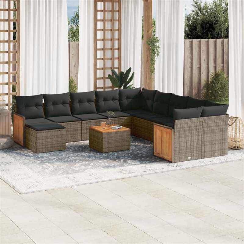 vidaXL 12 Piece Steel Sofa Set in Gray