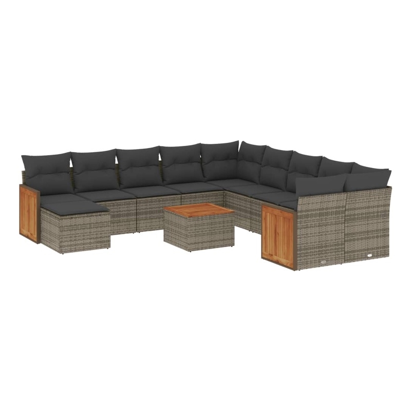vidaXL 12 Piece Steel Sofa Set in Gray