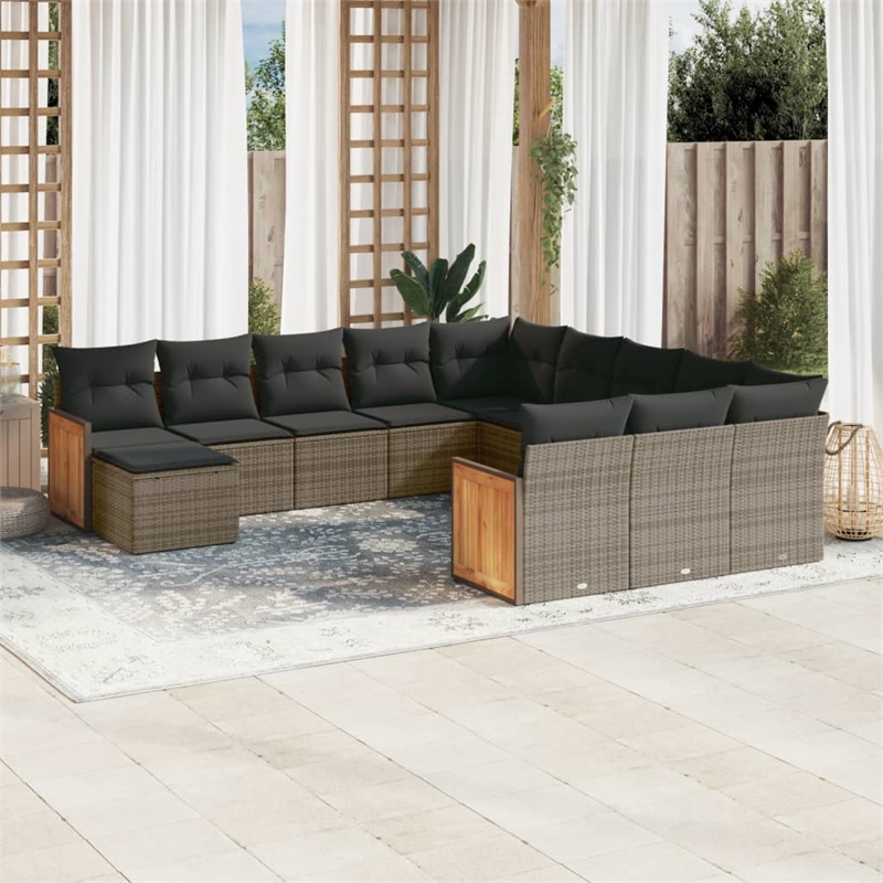 vidaXL 12 Piece Steel Sofa Set in Gray