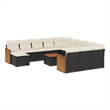 vidaXL Solid Acacia Wood Large Sofa Set in Black