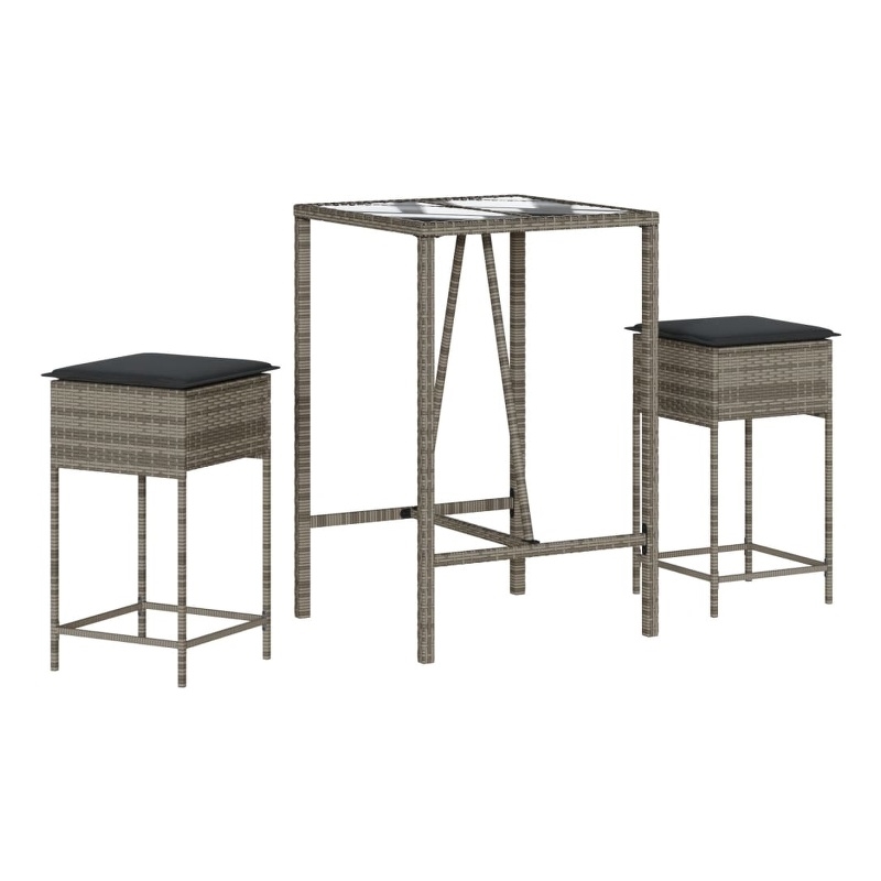 vidaXL Steel Small Bar Set in Black/Gray