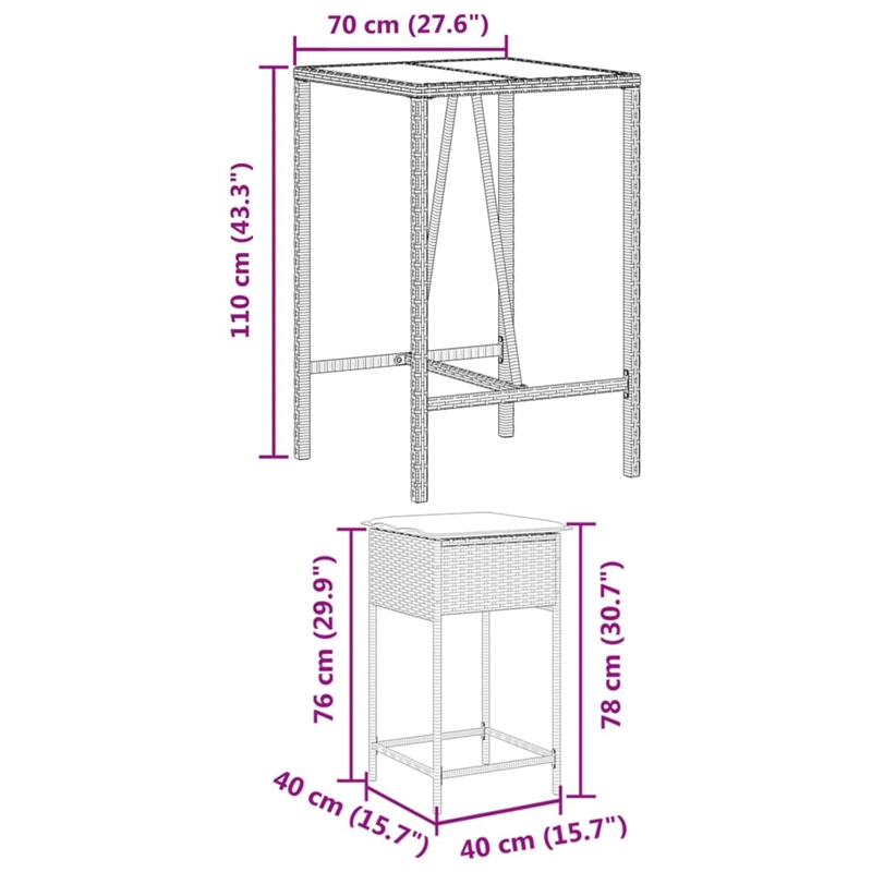 vidaXL 5 Piece Bar Set in Black/Gray