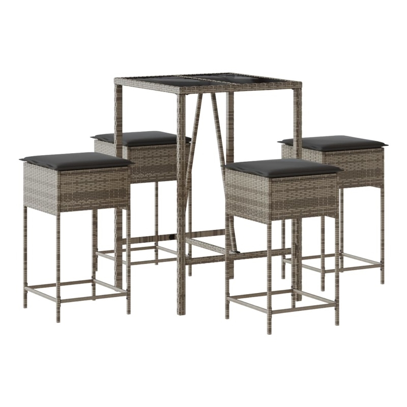 vidaXL 5 Piece Bar Set in Black/Gray
