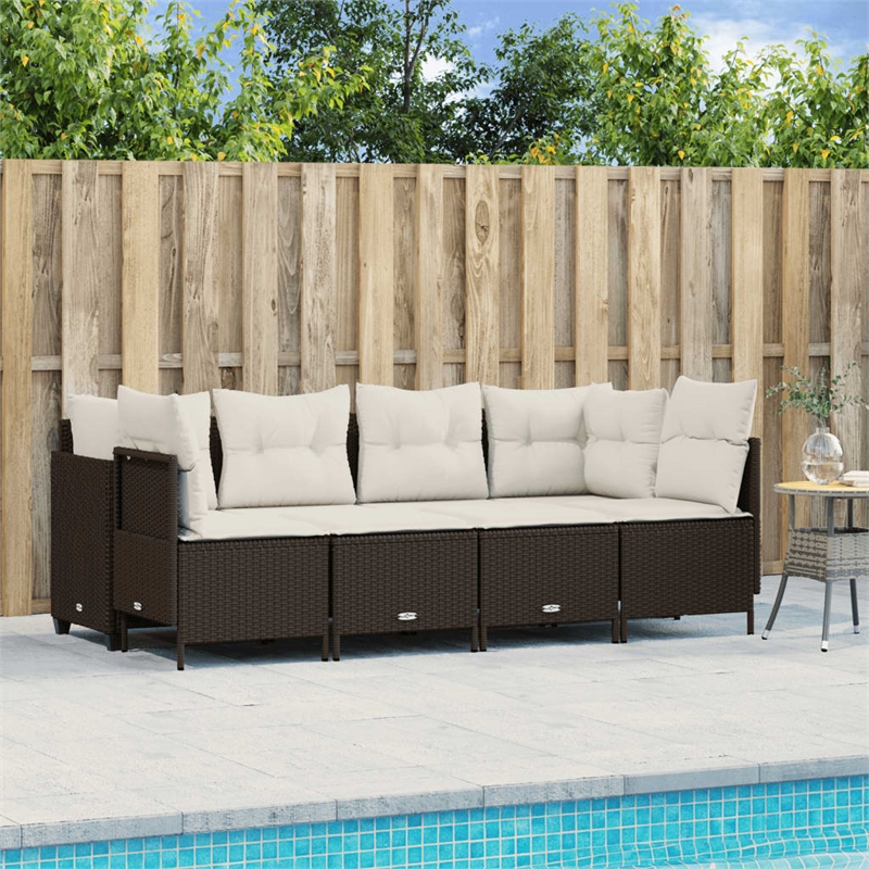 vidaXL 5 Piece Sofa Set in White/Brown/Cream