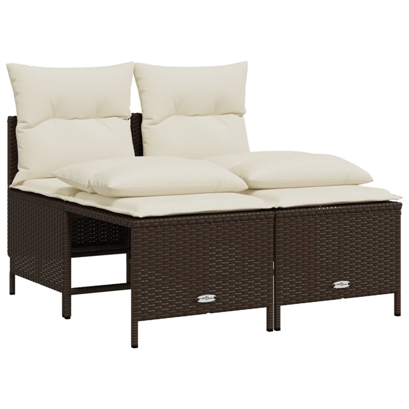 vidaXL 5 Piece Sofa Set in White/Brown/Cream