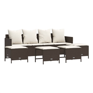 vidaXL Poly Rattan Small Sofa Set in White/Brown/Cream