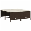 vidaXL Steel Sofa Set in White/Brown/Cream