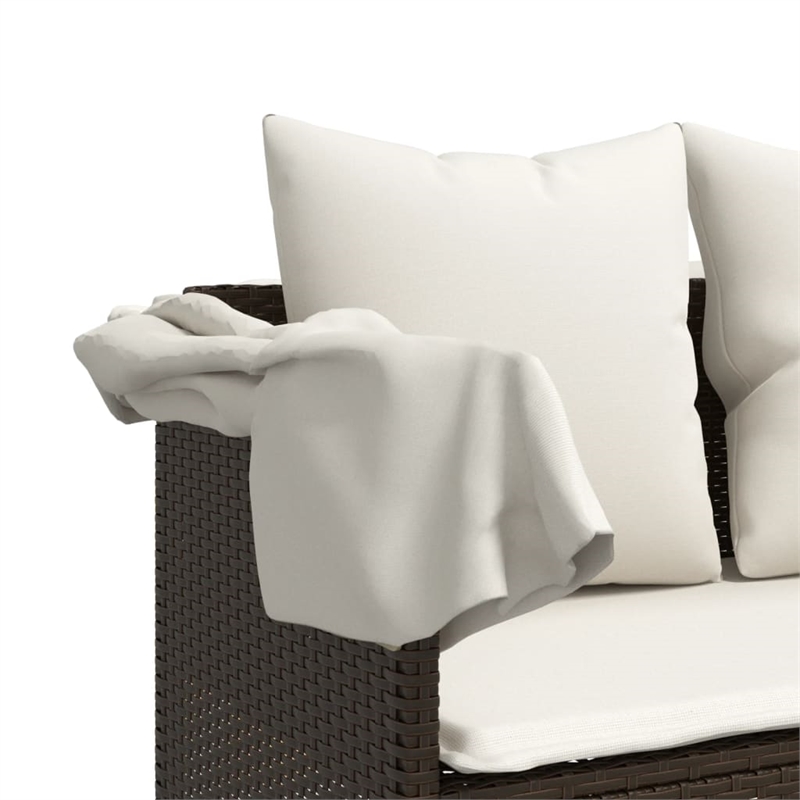 vidaXL Steel Sofa Set in White/Brown/Cream