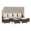 vidaXL Steel Sofa Set in White/Brown/Cream
