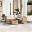 vidaXL Solid Acacia Wood Sofa Set in Beige