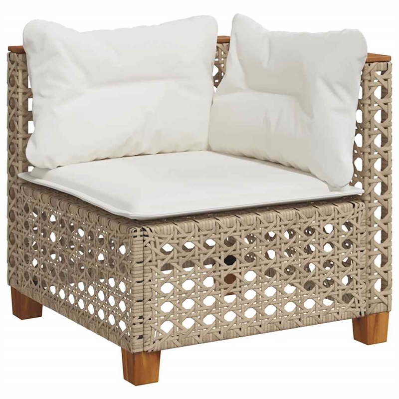 vidaXL Solid Acacia Wood Sofa Set in Beige