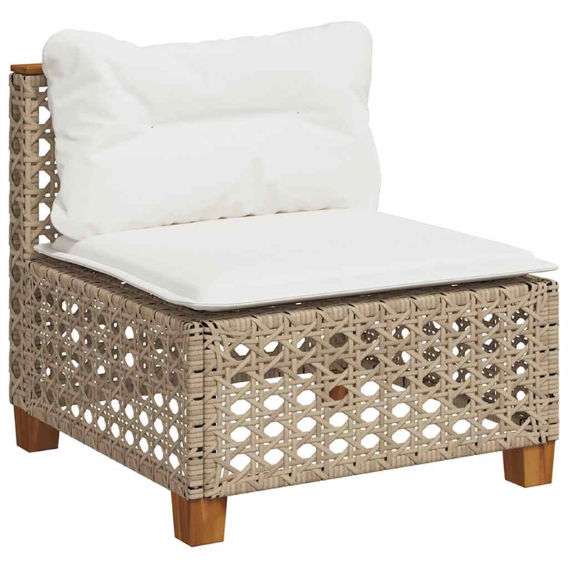 vidaXL Solid Acacia Wood Sofa Set in Beige