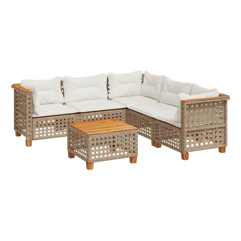 vidaXL Solid Acacia Wood Sofa Set in Beige
