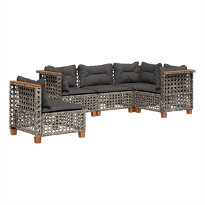 vidaXL 5 Piece Poly Rattan Sofa Set in Gray