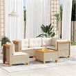 vidaXL 6 Piece Solid Acacia Wood Small Sofa Set in Beige