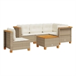 vidaXL 6 Piece Solid Acacia Wood Small Sofa Set in Beige