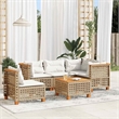 vidaXL 6 Piece Solid Acacia Wood Sofa Set in Beige