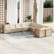 vidaXL 10 Piece Solid Acacia Wood Sofa Set in Cream/Beige