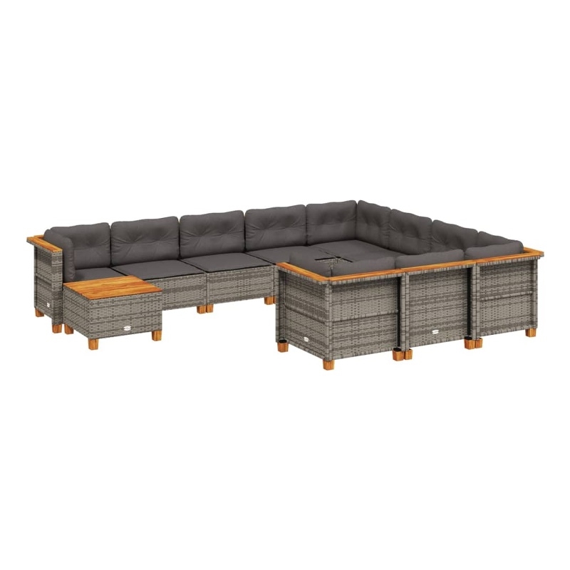 vidaXL 11 Piece Solid Acacia Wood Sofa Set in Gray