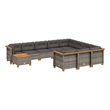 vidaXL 11 Piece Solid Acacia Wood Sofa Set in Gray