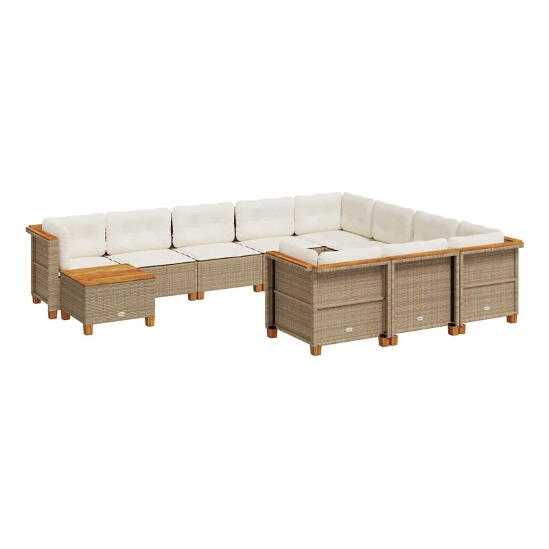 vidaXL Solid Acacia Wood Large Sofa Set in Beige