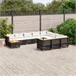 vidaXL Solid Acacia Wood Small Sofa Set in Black