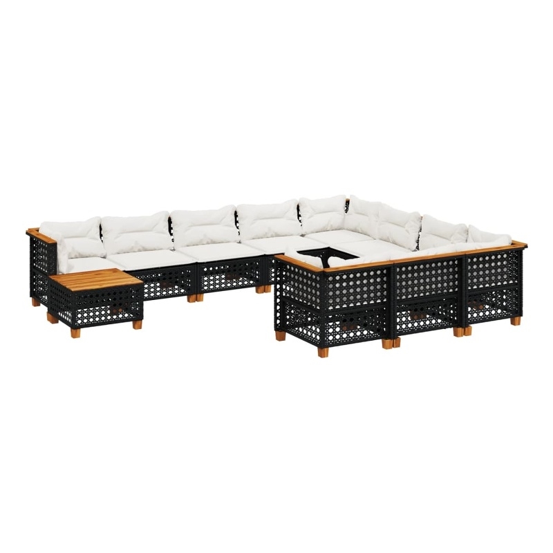 vidaXL Solid Acacia Wood Small Sofa Set in Black