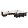 vidaXL Solid Acacia Wood Small Sofa Set in Black