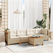 vidaXL 5 Piece Solid Acacia Wood Small Sofa Set in Beige